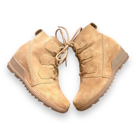 Sorel Evie Women’s Camel Brown Suede Leather Lace Up Boots Sz 7.5 - Picture 2 of 5